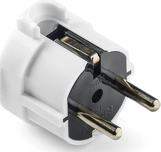 [1102] Clavija 2P+T 16A 250V IP20 4,8mm Retráctil Blanco